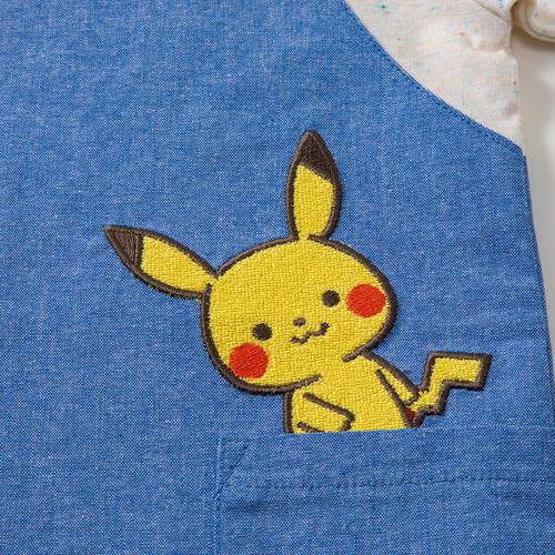 monpoke モンポケ 半袖ロンパース サロペット型 ブルー&times;70cm 