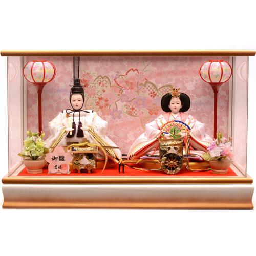 【雛人形】ケース飾り 親王飾り「桜金ぼかしパノラマアクリル」 (322034)ひな人形 ひな祭り お雛様 おしゃれ【メーカー直送】