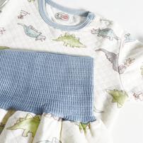 長袖腹巻付きパジャマ ニットキルト 恐竜柄 アイボリー&times;90cm ベビーザらス限定