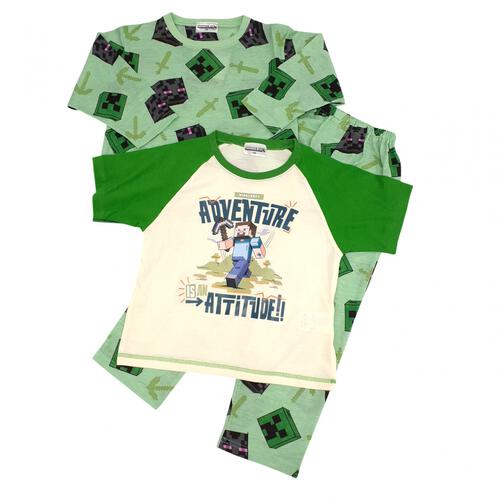 マインクラフト 天竺長袖パジャマ＋半袖Ｔシャツセット パジャマ グリーン&times;110cm ベビーザらス限定