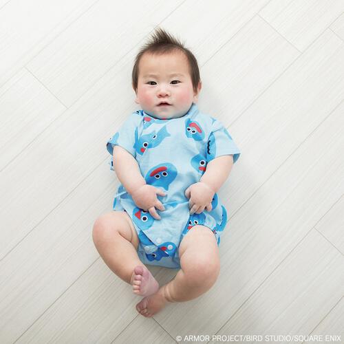 ドラクエベビー＆キッズ 甚平ロンパース スライムぴぴぴ ブルー&times;80cm