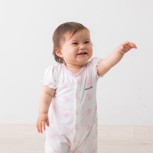 天竺カバーオール ウサギ ピンク×70cm