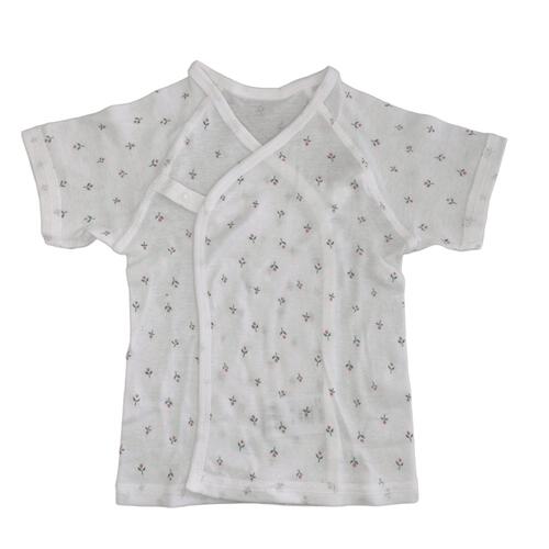 新生児肌着 短肌着 ２枚組 ハートウサギ×小花柄 ホワイト×50-60cm