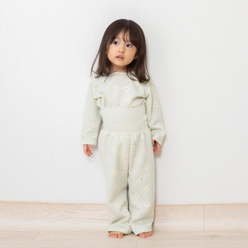 長袖腹巻付きパジャマ ニットキルト デイジー柄 ミントグリーン&times;80cm ベビーザらス限定