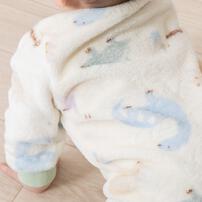 長袖カバーオール フリース 恐竜柄 グリーン×80cm