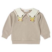 monpoke モンポケ トレーナー 衿付き ピカチュウ ブラウン&times;100cm