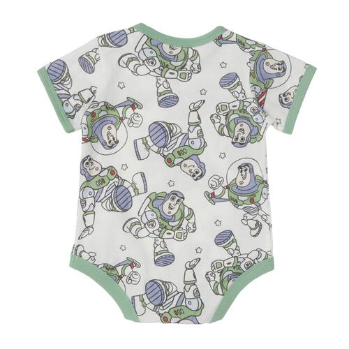 ディズニー トイストーリー 半袖ボディスーツ 総柄 バズ ホワイト&times;80cm