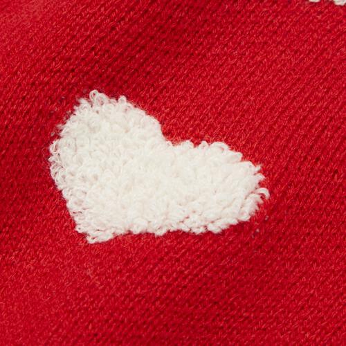 RAT-A-TATR ラッタッター ケーブルニット ループ編み柄 ハート レッド&times;90cm