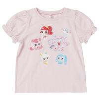 【ティニピン&times;しなこ】半袖Ｔシャツ パフスリーブ 天竺 ピンク&times;130cm