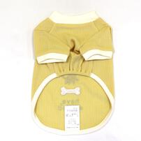 【ベビー×ペットコレクション】ドッグウエア 犬ワッペン付き ワッフル イエロー×L