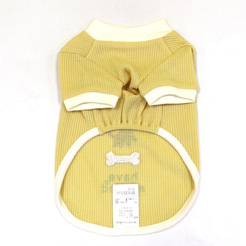 【ベビー×ペットコレクション】ドッグウエア 犬ワッペン付き ワッフル イエロー×L
