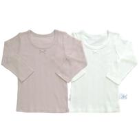 長袖シャツ肌着 2枚組 抗菌防臭ランダムリブ ピンク×90cm ベビーザらス限定