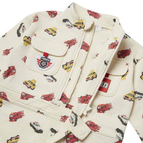 【TOMICA kie_158さんプロデュース】TOMICA トミカ つなぎ オーバーオール ホワイト×100cm