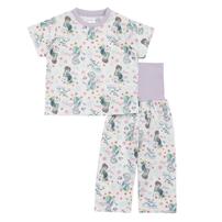 Disney ディズニー 半袖パジャマ アナと雪の女王 総柄 腹巻付き パープル&times;110cm