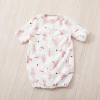 2WAYドレスオール フリース ウサギ柄 ピンク×50-60cm