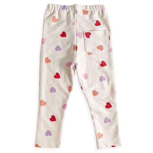 COJIKA 10分丈デイリーパンツ マルチハート柄 ミニ裏毛 オフホワイト 80cm