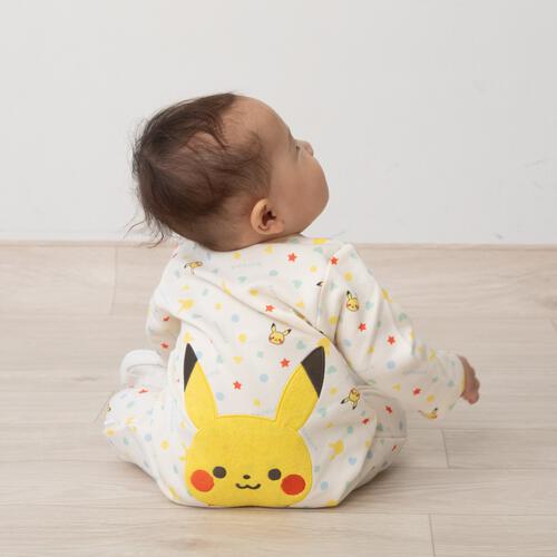 monpoke モンポケ 長袖ロンパース お尻ピカチュウ ナチュラル×80cm