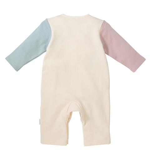 monpoke モンポケ 長袖ロンパース クレイジー配色 ナチュラル×80cm