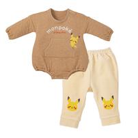 monpoke モンポケ 長袖ロンパース レギンス付き ミディアムベージュ×80cm