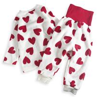 長袖腹巻パジャマ フリース ハート柄 レッド×95cm