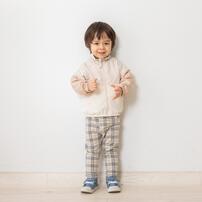 ベビーザらス限定　COJIKA 10分丈デイリーストレッチパンツ 格子柄　ミニ裏毛(グレー×100ｃｍ)