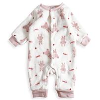 長袖カバーオール フリース ウサギ柄 ピンク×70cm