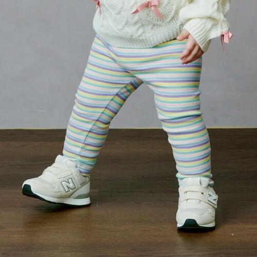 sophitica デイリーパンツ ボーダーリブレギンス サックス&times;100cm