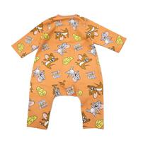 TOM and JERRY  長袖前開きプレオール スタイ付き トムとジェリー オレンジ&times;70-80cm