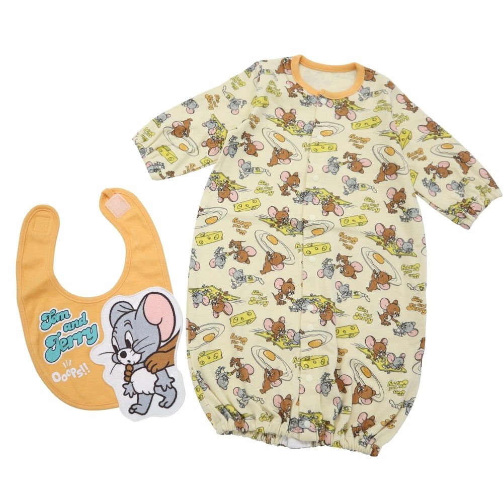 TOM and JERRY トムとジェリー 新生児長袖2WAYオール スタイ付き