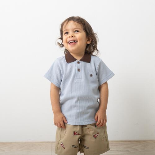 POLO BCS ワッフル半袖ポロシャツ サックス&times;80cm 