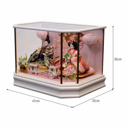 【雛人形】ケース飾り 親王飾り「金彩桜に玉手箱白塗六角」  (322347)ひな人形 おしゃれ ホワイト トイザらス・ベビーザらス限定【メーカー直送】