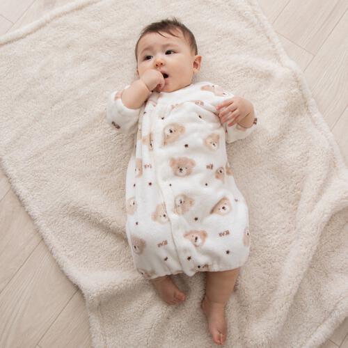 2WAYドレスオール フリース クマ柄 ベージュ×50-60cm