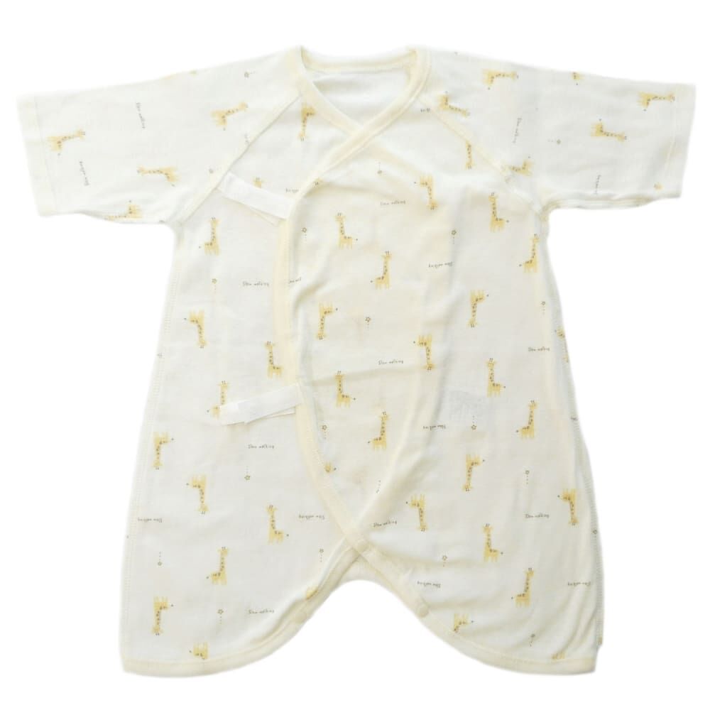 オーガニック 新生児肌着5枚組 キリン×ぞう(ホワイト×50-60cm