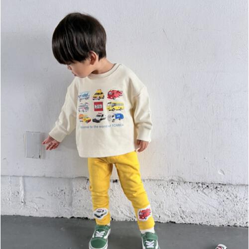 【TOMICA kie_158さんプロデュース】TOMICA トミカ 長袖トレーナー 図鑑プリント ホワイト×100cm