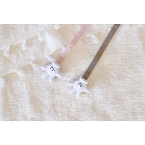 ミッキーマウス おしゃぶり＆トイホルダー (ピンクベージュ)