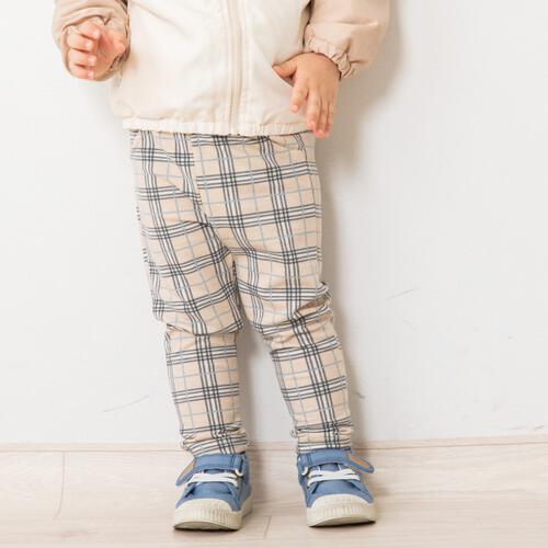 ベビーザらス限定　COJIKA 10分丈デイリーストレッチパンツ 格子柄　ミニ裏毛(グレー×100ｃｍ)