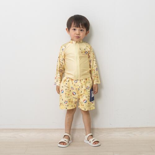 monpoke モンポケ 袖切替 ラッシュガード ピカチュウ＆ボール イエロー&times;90cm 水着 水遊び