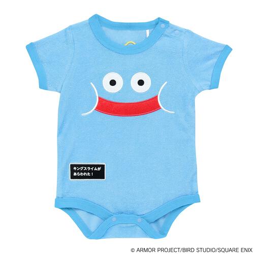 ドラクエベビー＆キッズ パイル半袖ボディスーツ キングスライム ブルー×80cm