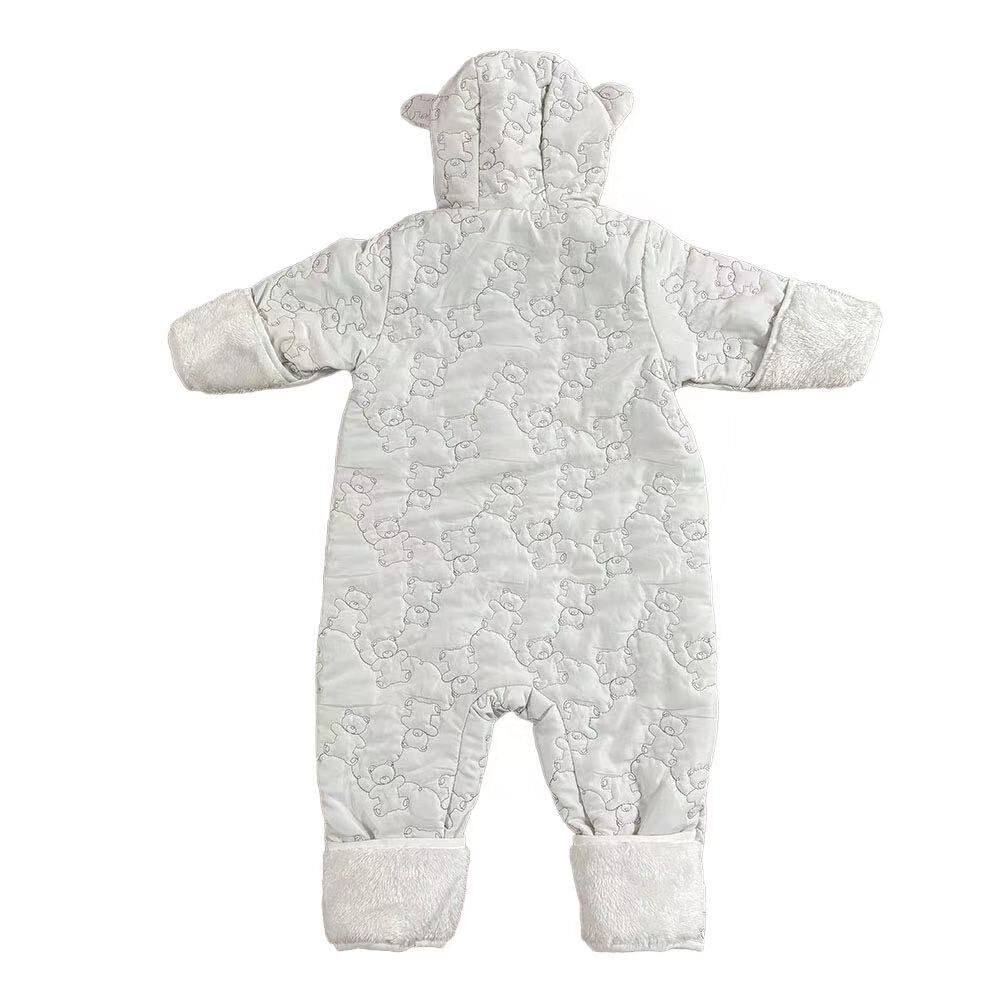 ジャンプスーツ くまみみ クマ柄 ホワイト×80cm | マタニティ・ベビー