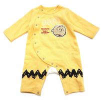 SNOOPY スヌーピー 長袖カバーオール おしり顔 イエロー×70cm ベビーザらス限定