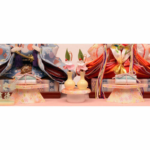 【雛人形】ケース飾り 親王飾り「桜露芝刺繍水色アクリル 」 (322564)ひな人形 コンパクト おしゃれ トイザらス・ベビーザらス限定【メーカー直送】