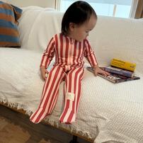 【FirstCloset×mioさん】 長袖ファスナーオール 足付き 裏毛 レッド×70cm ベビーザらス限定