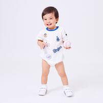 MLB ワッペン半袖ボディスーツ  ドジャース オフホワイト&times;80cm  ベビーザらス限定