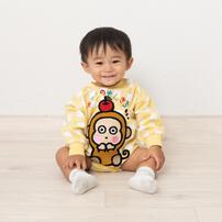 SANRIO サンリオ おさるのもんきち 長袖ダルマボディスーツ イエロー×70-80cm ベビーザらス限定