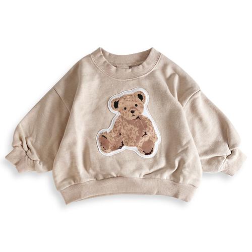 COJIKA プリントアップリケデイリートレーナー 裏毛 クマ ベージュ×90cm ベビーザらス限定