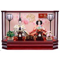 【雛人形】ケース飾り 親王飾り「雪輪に春うららワイン塗六角」 (322261)ひな人形 ひな祭り お雛様 おしゃれ【メーカー直送】