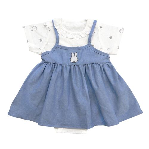 miffy ミッフィー キャミソール付き半袖ロンパース 総柄メッシュ シャンブレー サックス&times;80cm ベビーザらス限定