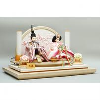 【雛人形】ケース親王飾り「桜刺繍衝立パノラマアクリル」（322723）