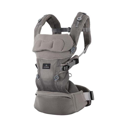 カーメイト エールベベ ベビーキャリア スリー (ニュアンスグレー) 抱っこ紐 対面抱き おんぶ 前向き抱き 重さ分散エアリーショルダー機能 洗濯機可 新生児～15.0kg以下