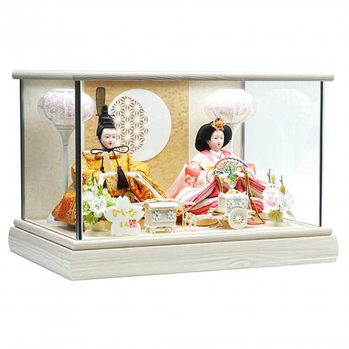 【雛人形】ケース親王飾り「透かし麻の葉木目調」（322317）